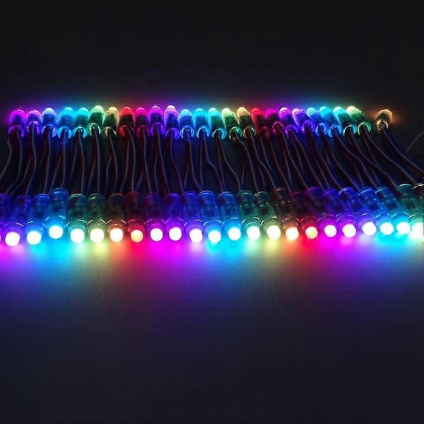 50 stk. 4m/6,5 meter Dc5v Ws2811 Fullfarge Led Pixel Lysmodul 12mm 10cm Ledninger Ip68 Vanntett Rgb