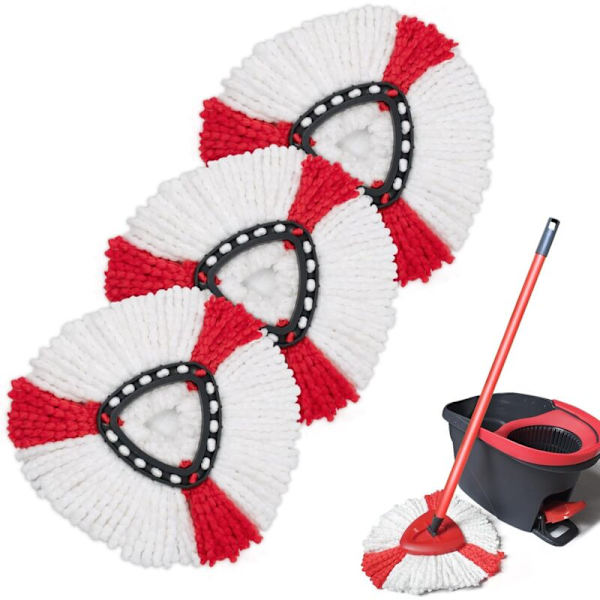 Sett med 4 mopphoder, mopputskiftning 2 i 1 mikrofibermopp, mopphode