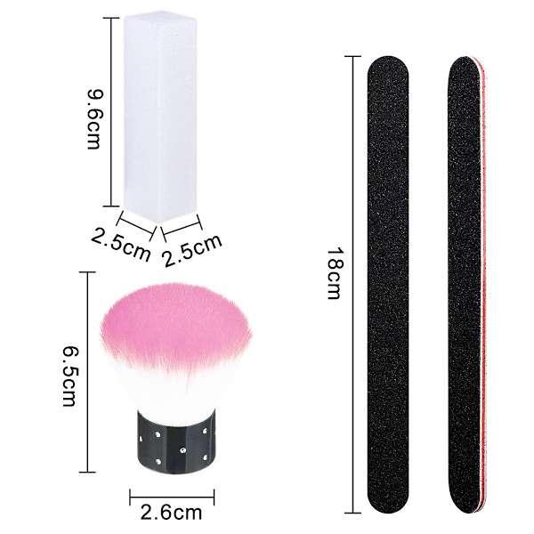 Sporgo nagelfil, förpackning med 10, svart 100/180 professionella nagelfilar, dubbelsidiga nagelfilar, engångsnagelfil, kärnfärg rosa nagelfilar för
