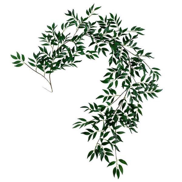 1 stk. 1,8 m Kunstige Blade Simulation Rattan & 1 stk. 2 m Kunstig Sølv Dollar Eucalyptus G