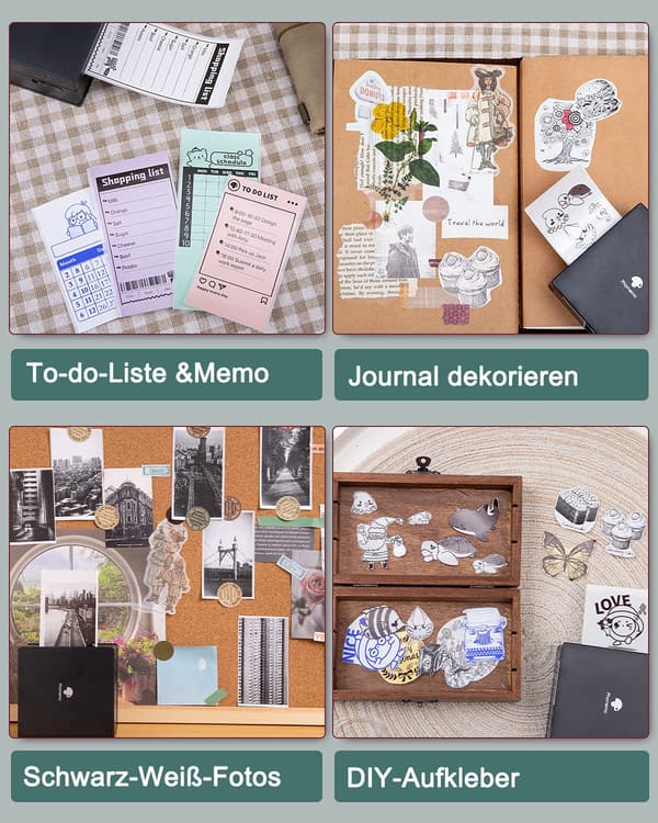M02 Termisk Printer, Mini Fotoprinter til Smartphone, Bærbar Bluetooth Printer, Kompatibel med iOS og Android, til Studier og Arbejde, Dagbog, To-Do