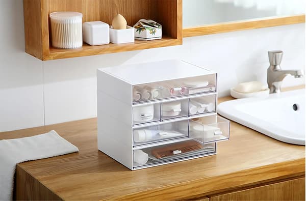 Stabelbar Skrivebordsopbevaringsboks, Rillet Design For Stabil Stabling, ABS-materiale, Perfekt Til Kontor Og Hjem