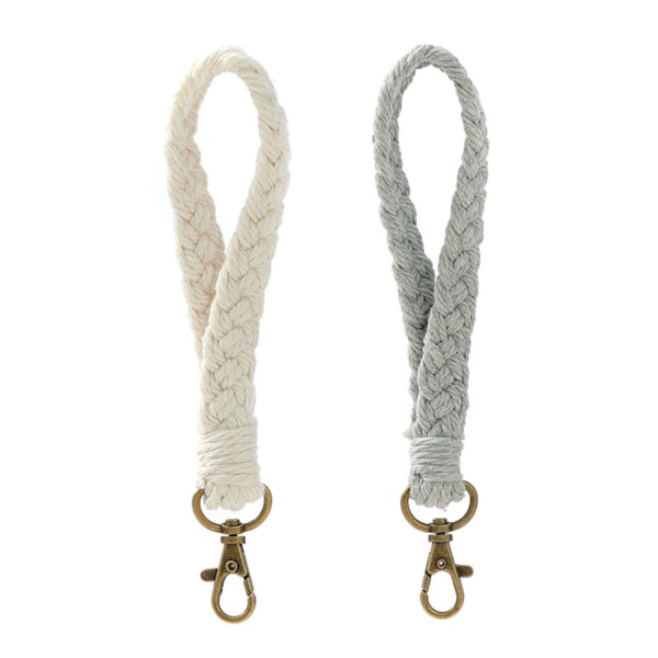 2pcs Hand-woven cotton rope key Chain Bracelet braided pendant key ring car key hanging