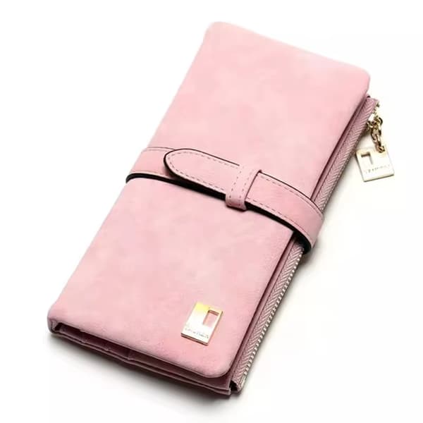 Pink, luksus designer lang damepung, multi-positions håndtaske