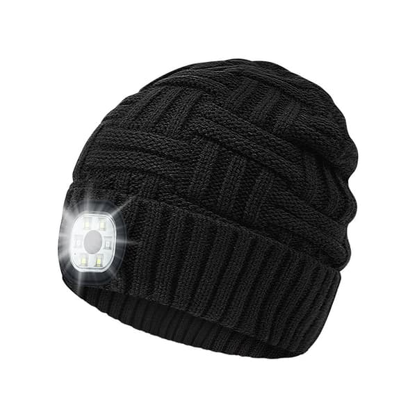 2 stk Unisex LED Beanie Hat, USB Ladbar Hodelykt Strikket Ca