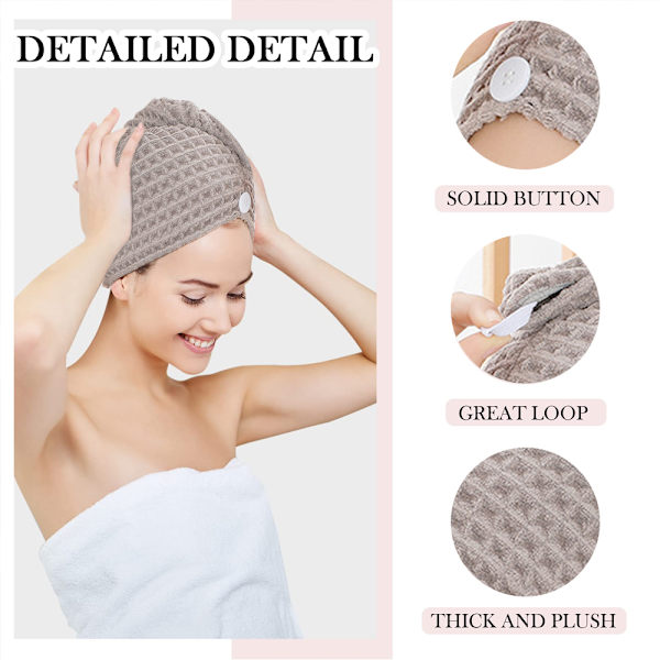 2-pak Mikrofiber Hurtigtørrende Hår Turban Håndklæde Wrap, Absorberende