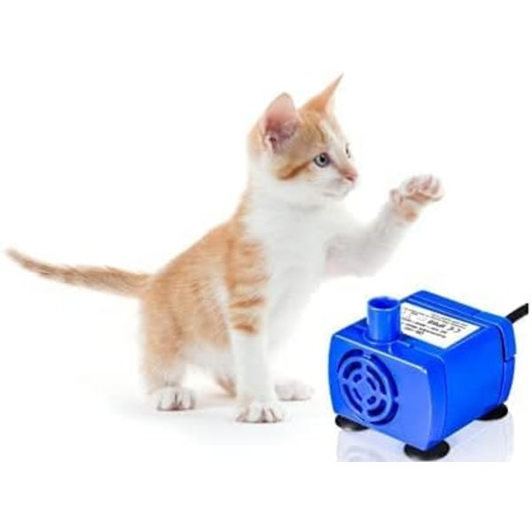 Cat fontänpump, tyst automatisk vattenpump, dränkbar vattenpump (1,6 l kapacitet, 1,8 m kabel ingår, kompatibel med 12V elektrisk vattenpump,