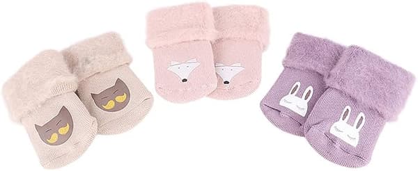 3 Par 1-3 år Flicka Tjocka Halkfria Babystrumpor med Grepp Flicka