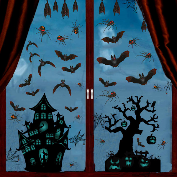 Halloween-ikkuna-tarra koristelu, Halloween-ikkuna lasi