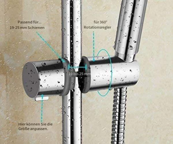 Forkrommet dusjhodeholder, universal glidebryter som passer 18-25 mm diameter, integrert design med høystyrke ABS som sikrer holdbarhet