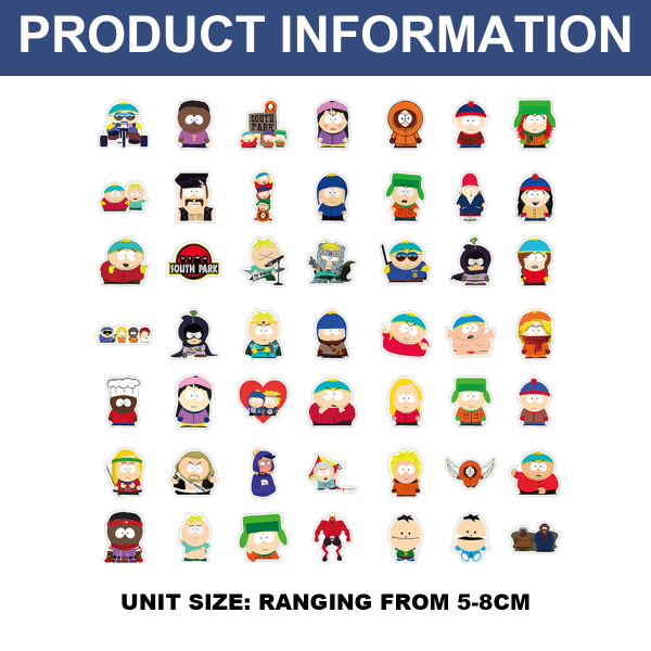 100 st South Park Stickers Pack Trendiga Vinyl Stickers Dekal av