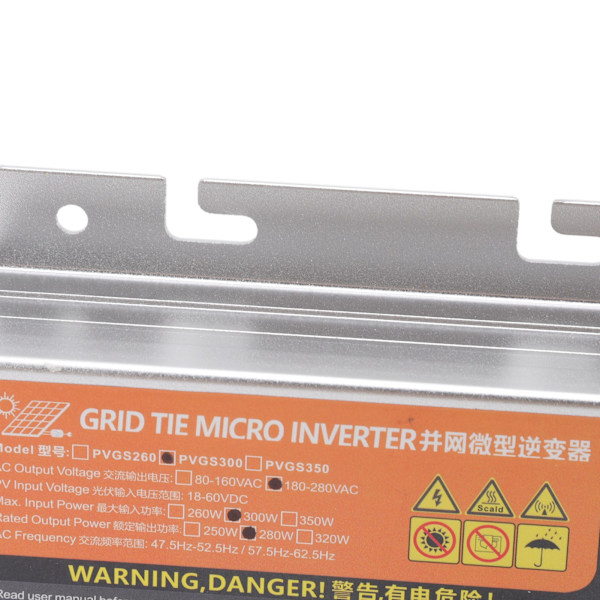Solmikroväxelriktare Nätansluten 18‑60V Hög Omvandlingshastighet Vattentät Nätansluten Mikroväxelriktare för Genereringssystem AC220V 300W