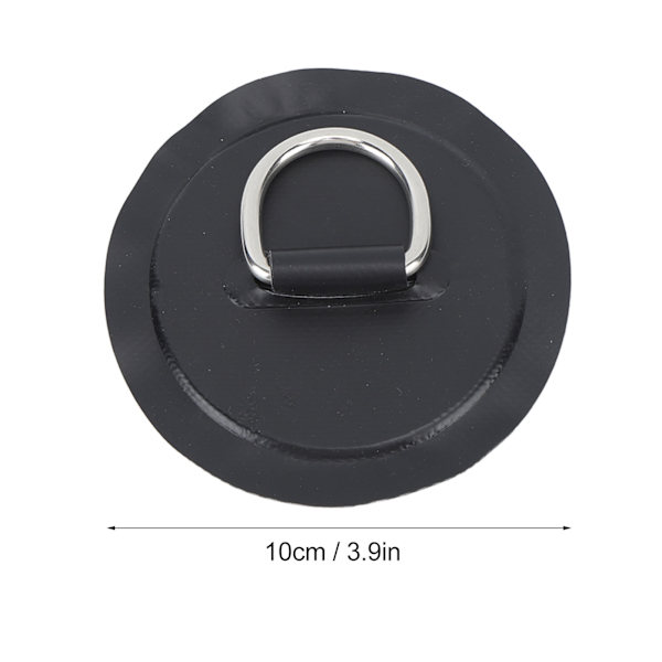 4 st svarta D-ring lappar PVC rund form starkt rostfritt stål D-ring dyna för båt flotte paddelbräda