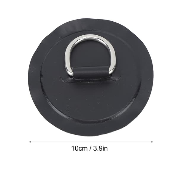 4 stk svarte D-ring lapper PVC rund form sterk rustfritt stål D-ring pute for båt flåte padleboard