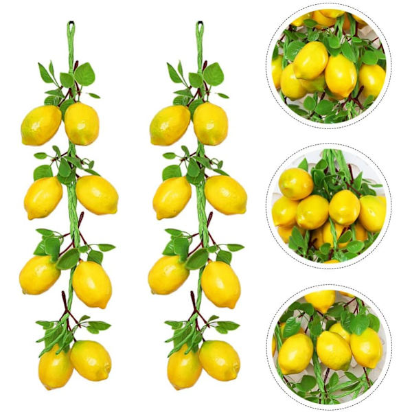 2 stk. Kunstige Citron Grene Kunstig Frugt Girland Grøn Le