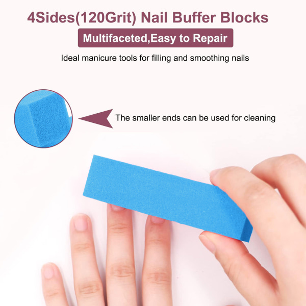 20 st Nagelbuffertblock för akryl och naturliga naglar, 4-sidiga slipbuffertar för gelnaglar Fingernagelglans putsning Filer Set