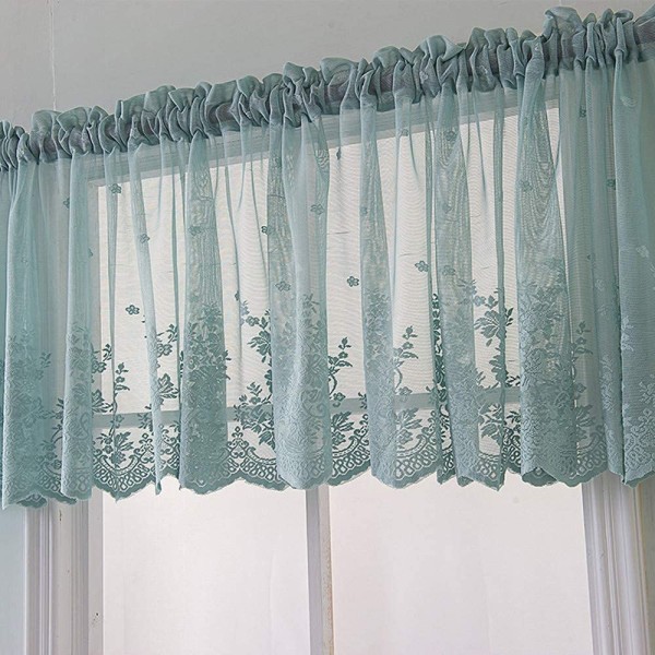 1 st Floral Lace Valance Gardin Broderi Semi Sheer Kort Wi