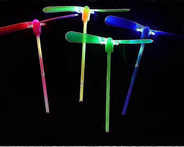 30 st Bambu-trollslända med ljus, handdriven plastpropeller, flygande helikopter för utomhus- och inomhusbruk