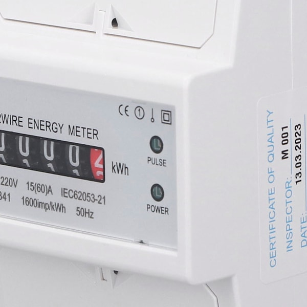 DC220V Enfase Energimåler Digital Display 4P 35mm Skinnemontering Elkraftmåler