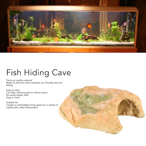 Fisk Skjulested Hule Harpiks Fade Resistant Vivid Komfortabel Akvarium Ly Dekoration til Reptil GS0622