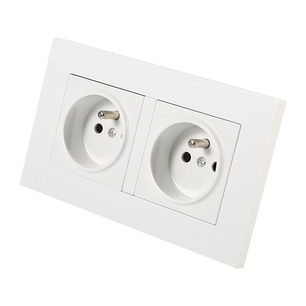1PC Fransk Standard Vägguttag, Vit PC Material Panel AC 110~250V, 16A 2 Vägar