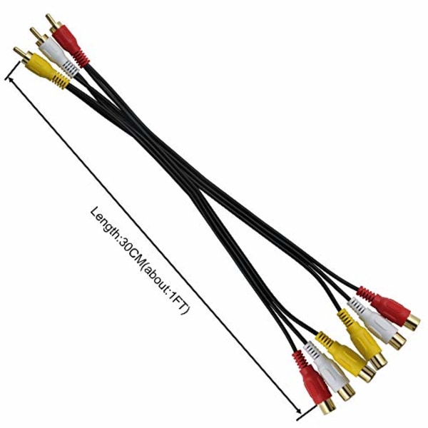 3 RCA Han til 6 RCA Hun Audio Video Splitter Kabel - Composite AV Adapter til TV, DVD, Set-top Box osv. - 0,3 m