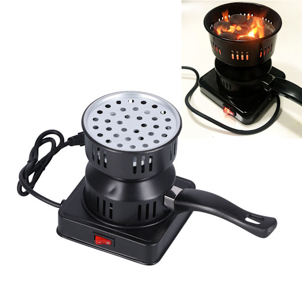 Sähköinen Hookah-hiilipoltin Monikäyttöinen Kannettava Kahvi- ja Teekuumennusliesi Kytkimellä Musta EU-pistoke 220V