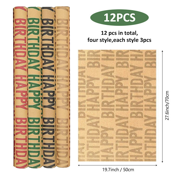 Grattis på födelsedagen Inslagning papper Vintage kraft presentpapper