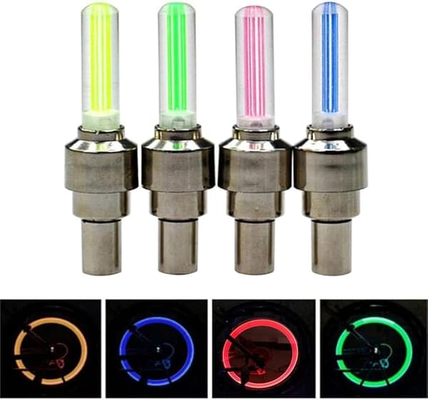 4-pack LED-hjullampor för cykel, 4 färger, vattentäta fram & bak
