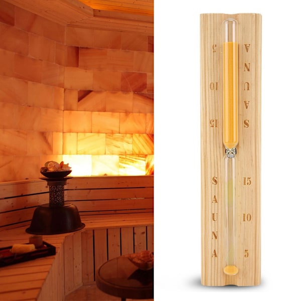 Bastusandtimglas, massivt trä och högkvalitativt värmebeständigt glas, roterande bastutimglas, exakt tid vit sand bastu SPA-rumstimer, hemlock