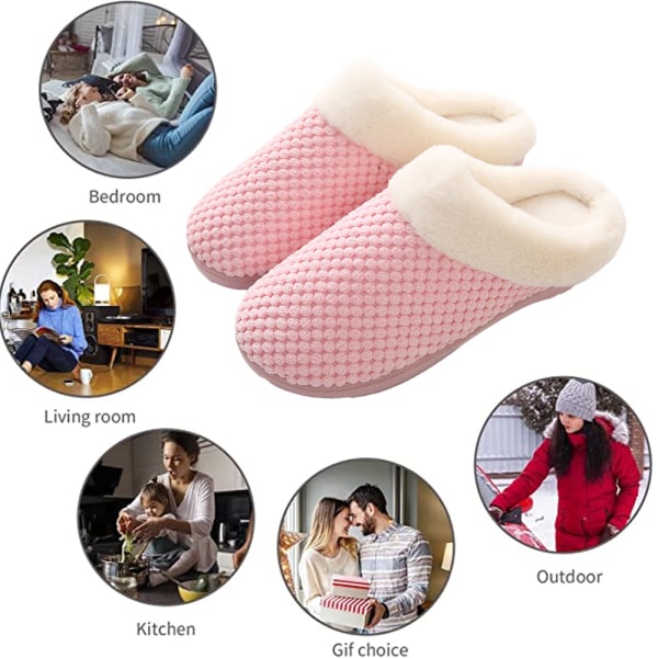 Tofflor för kvinnor Warm Memory Foam Anti-Slip House Skor