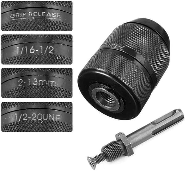 1/2\"-20UNF 2-13MM Kapasitet Nøkkelløs Slagchuck Drill Adapter Wit