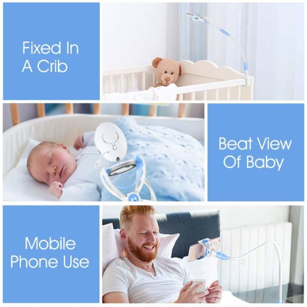 Kamera holder, universel baby monitor holder, mobiltelefon holder, kompatibel med de fleste baby monitorer (blå)