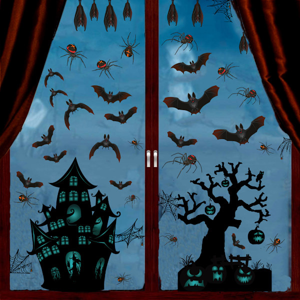 Halloween-dekorasjoner Vindudekaler, knask eller knep