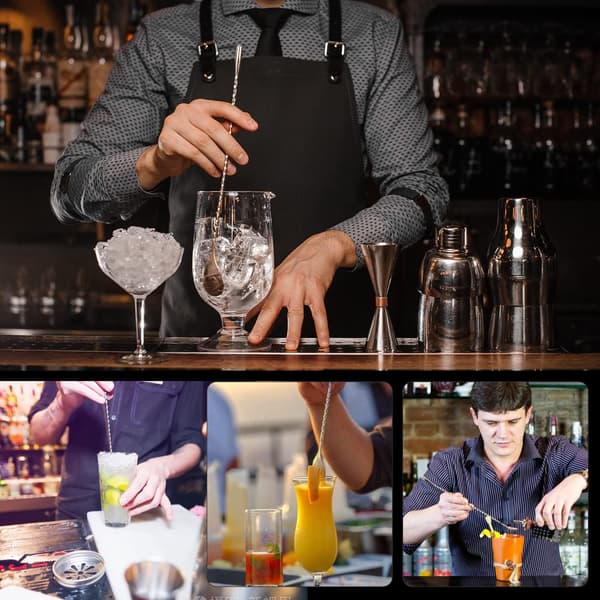 Sølv - Sæt med 4 cocktail-skeer i rustfrit stål røreskeer