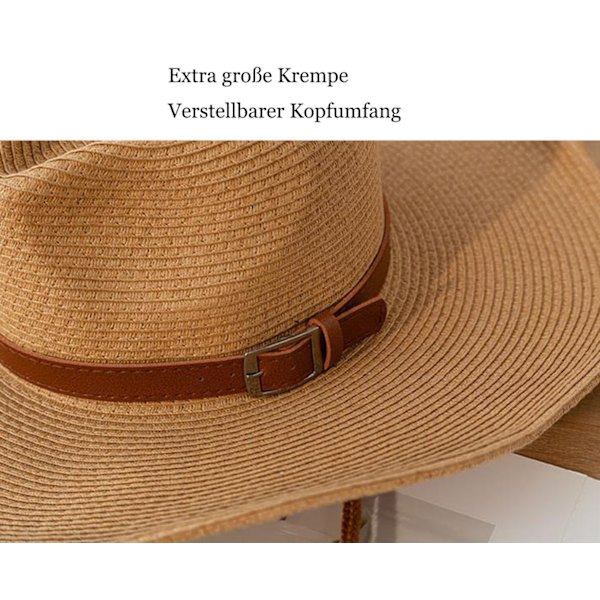 Unisex Cowboyhatt, Halmhatt, Herr Westernhatt, Sommar Solhatt, Halm Panamahatt