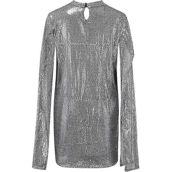 Dam Cape Paljettklänning Långärmad Mini Split Klänning S2024123014726 Black S