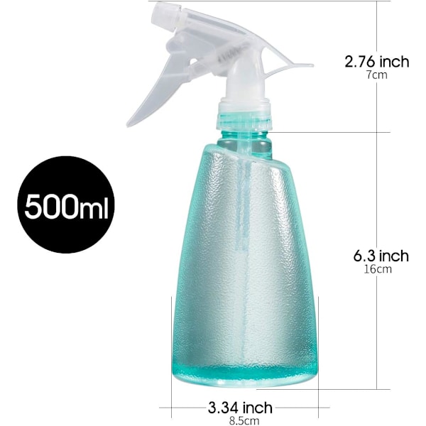 Profesjonelle rengjøringssprayflasker, lekkasjesikre sprayflasker med justerbart munnstykke, ergonomisk design for komfortabelt grep i svart, rosa, blå, 3 stk