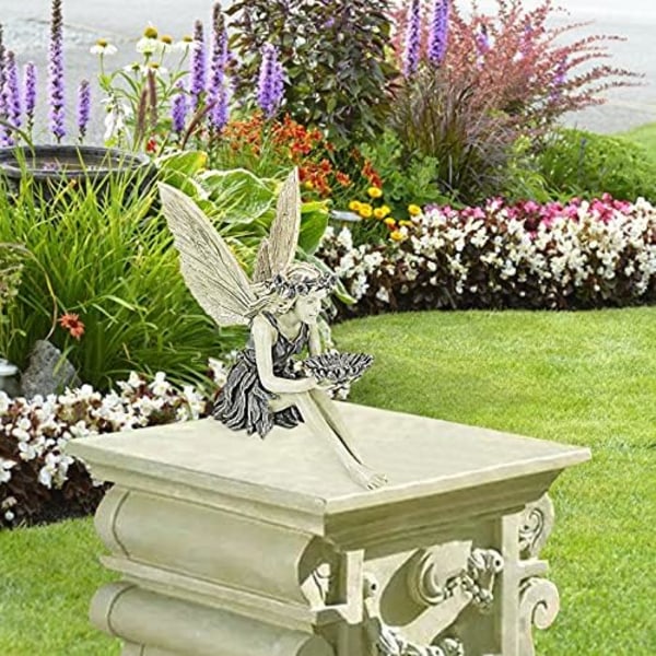 Havefigur til haven Siddende Fe Statue Engel Have Skulptur Kreativ