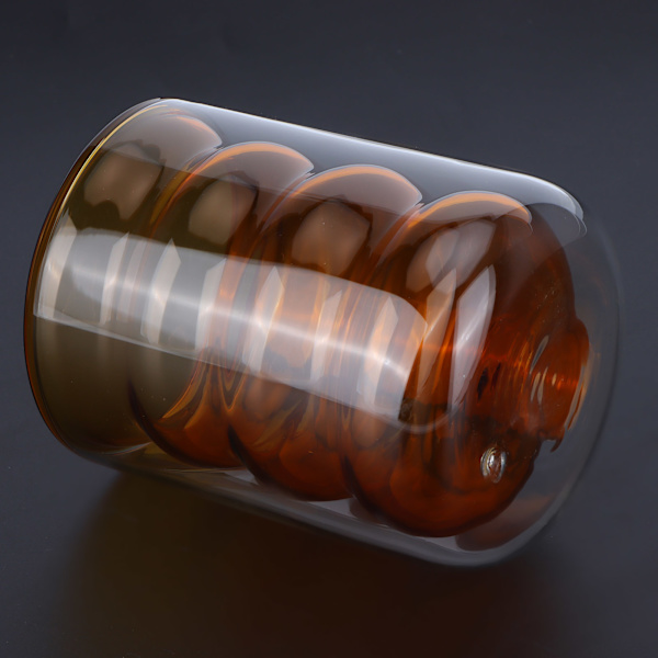 200 ml Dubbelskikts Glasmugg Värmebeständig 3 Dimensionell Spiralmugg för Kontor Hem Skola (Gul )