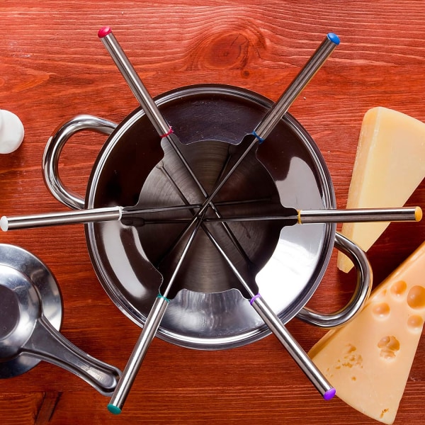 12 kpl ruostumattomasta teräksestä valmistettuja fondue-haarukoita 9,5 tuumaa - värikoodattu