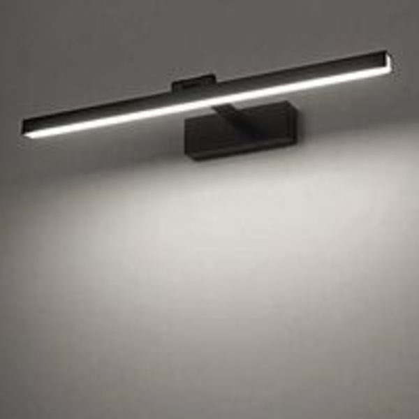 Badrumsspegel Ljus 6000K Kall Vit 12W LED Badrumslampa Modern Inomhus Badrumslampa Svart Lampa Badrumsbelysning 1000LM 50CM