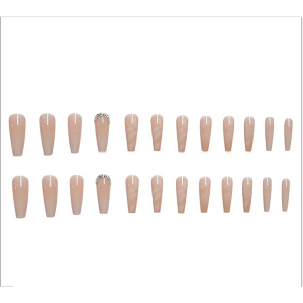 Trykte Negle Lange Kiste Falske Negle Ballerina Negle Akryl Fuld Dækning Bling Rhinestone Falske Negle til Kvinder og Piger 24 stk