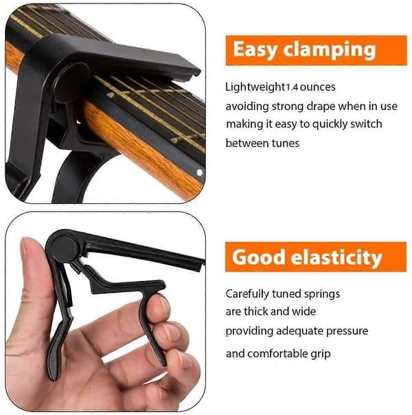 Gitarrkapodaster, 2-pack snabbväxlande kapodaster för akustisk, elektrisk och klassisk gitarr, svart