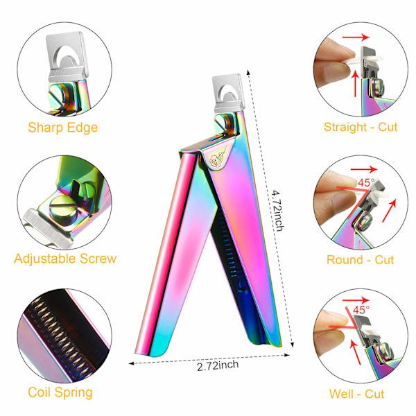 Nagelklippare Fake Nagelhuvud Sax Nagelband Beskärtång$Rostfritt stål Regnbågsfärg Nail Art Hem Set$Color Titanium Nail Art