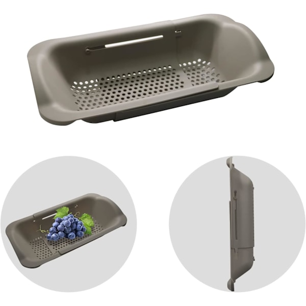 Utdragbart durkslag för diskhoar, platsbesparande infällbar design för justering av längd baserat på diskhoens storlek, högkvalitativt material, mångsidigt,