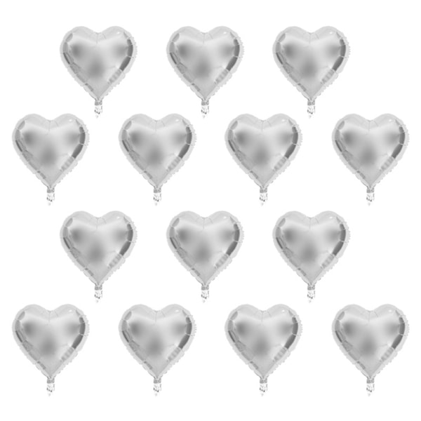 10pcs 10" Heart Aluminum Foil Balloons Party Wedding Birthday Decor (Silver)