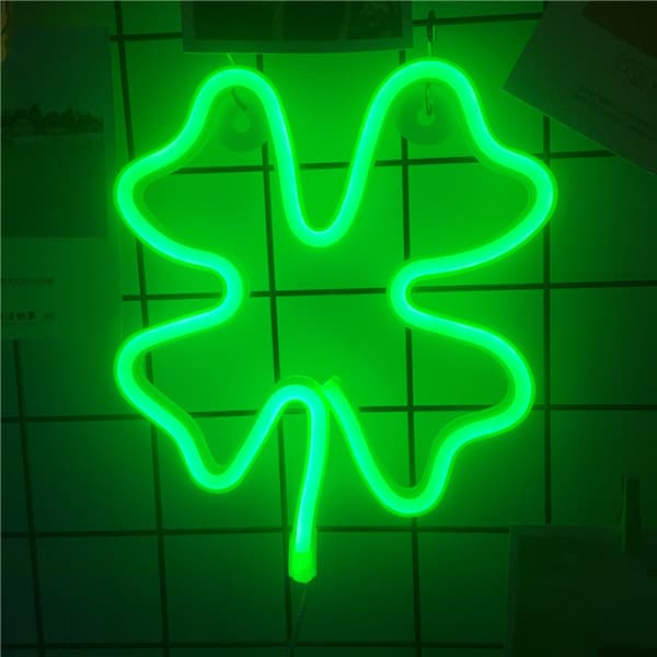 Irländsk Fyraklöver Ljusskylt för St. Patricks Dag 1 St Neon