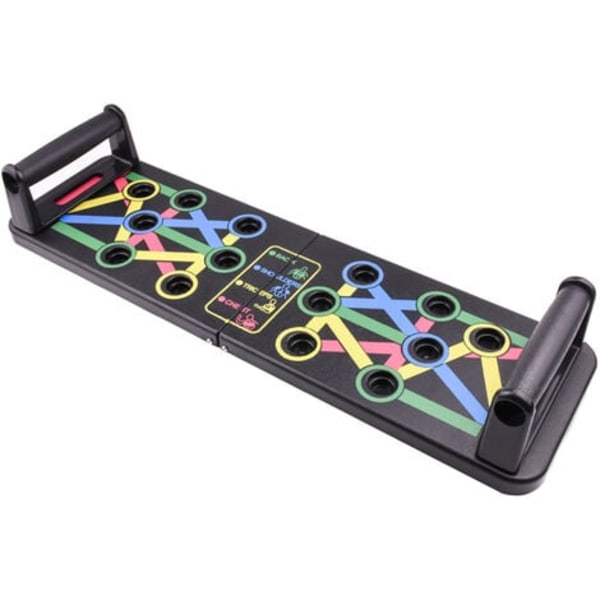 Sportsmaterialer Push Up Bodybuilding Push Up Board Bærbar Treningsstyrke Treningshjelp for Hjemmetrening og Fitness (Svart, 14 i 1) 63x18.5x2cm