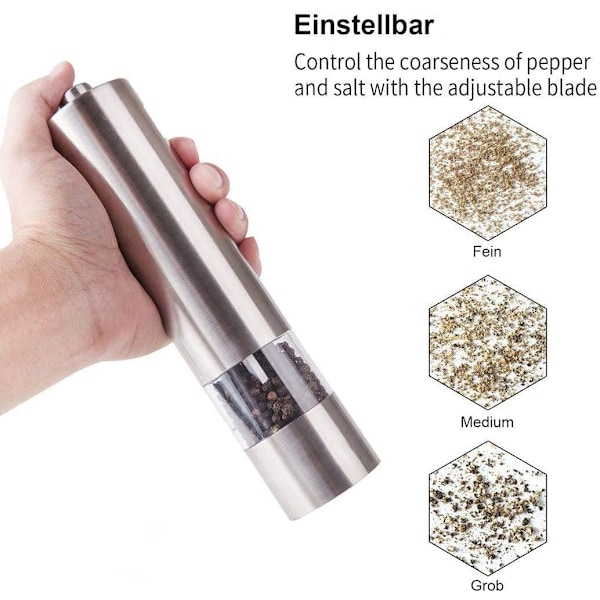 Elektrisk Kryddkvarn Set, Justerbar Grovlek Keramisk Malningskärna Säkerställer Konsekvent Malning För Dina Kryddor, Rostfritt Stål Design Motstår